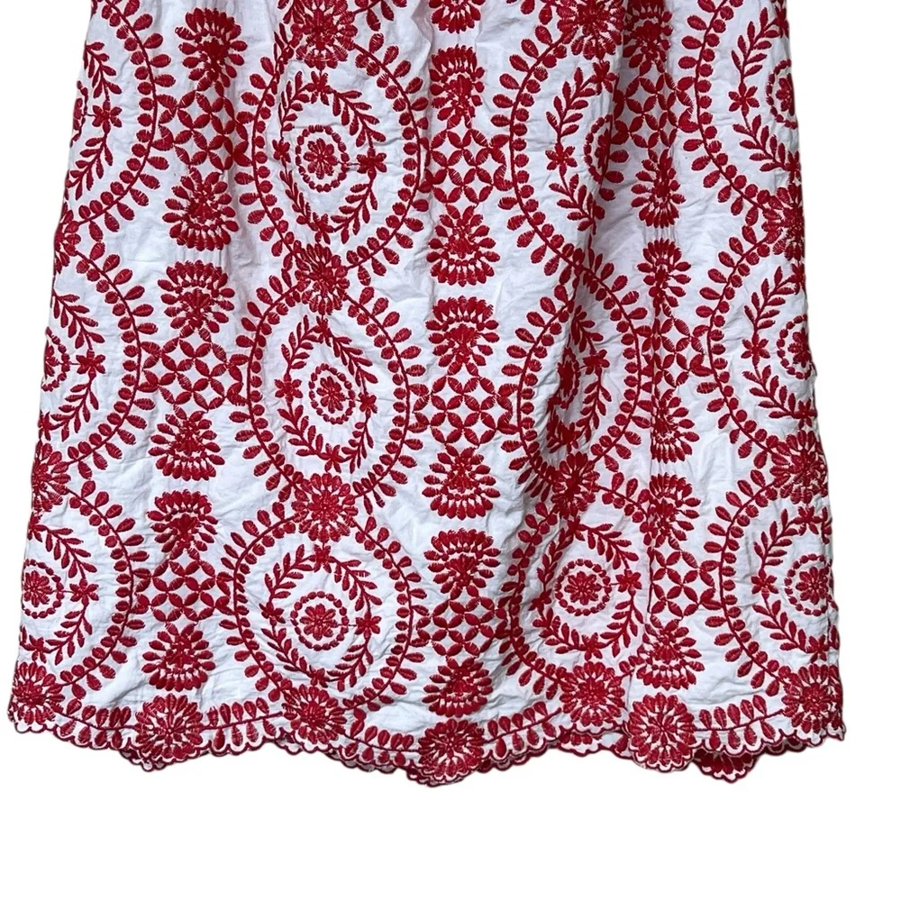 Entro red and white fully floral embroidered off the shoulder mini dress - Picture 10 of 14